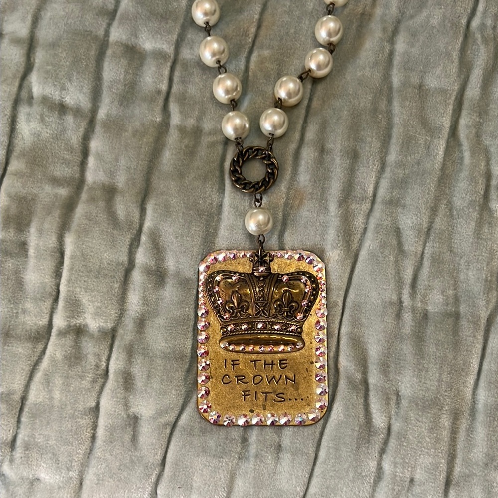 Pink Panache Ivory and Bronze Crown Pearl Necklace